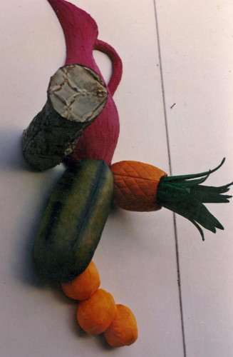 Still Life with Pineapple,Watermelon Pressed Metal Bottle.   1992